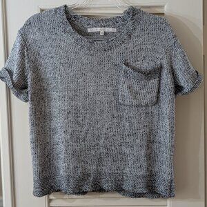 RACHEL Rachel Roy short sleeve cropped cotton blend knit sweater grey size XS